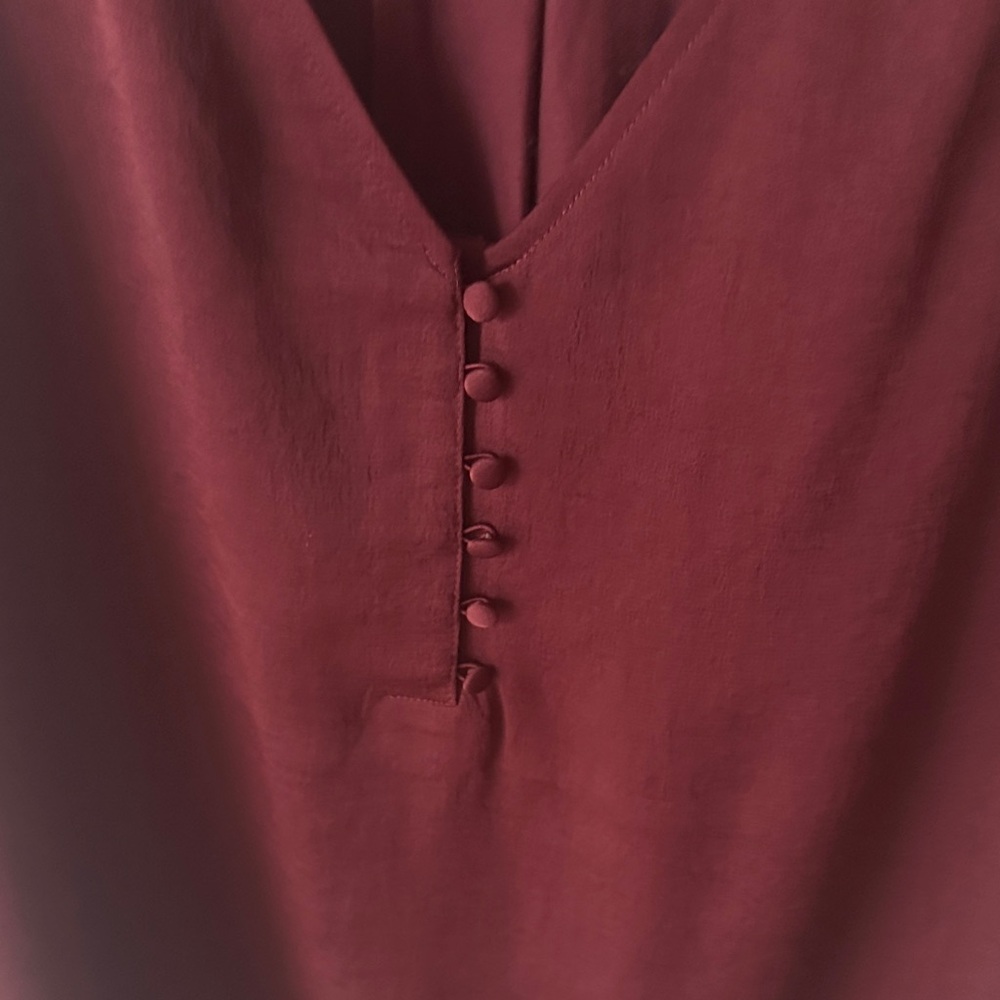 Express Deep Red Buttoned Tank Top - Picture 3 of 6